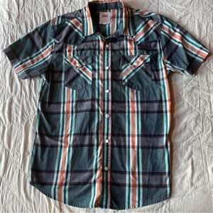 Levi's‎ Teal and Orange Plaid Button Down Shirt